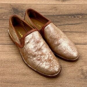Trask Ali Women's Size 6.5 Loafers Gold Metallic Leather Slip On Comfort Shoes